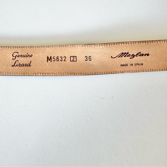NWT Mezlan Genuine Lizard Leather Belt Gold Silver Buckle Made in Spain size 36 - Picture 9 of 11